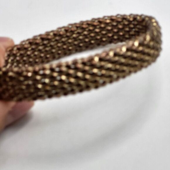 Vintage 80s Gold tone Metal Mesh Bracelet 8in - Picture 4 of 4